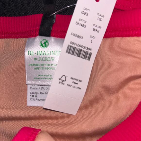 NWT J. Crew Fuchsia Pink Ribbed Hipster Bikini Swim Bathing Suit Bottom Large - Picture 6 of 8